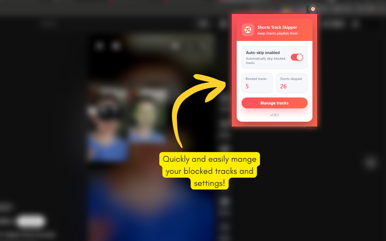 Muted track list with skip counters and quick search shortcuts.