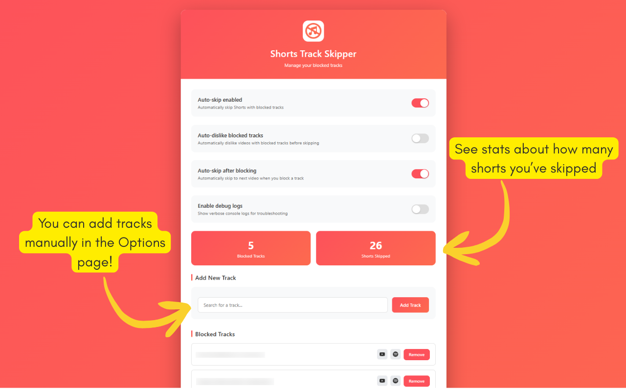 Automation preferences for dislikes, skips, and notifications.